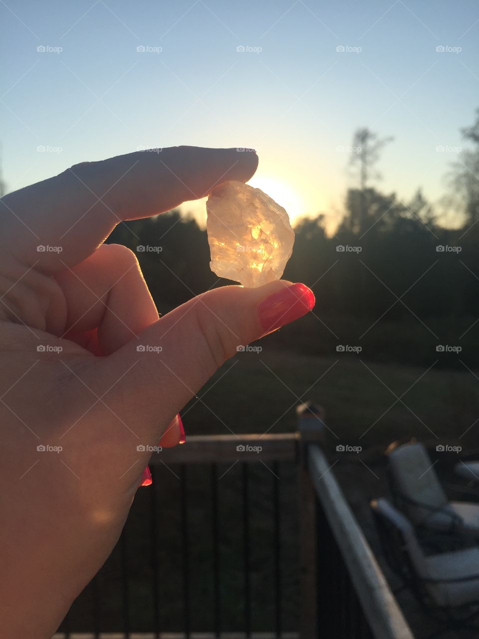 Gemstone in front of the sun