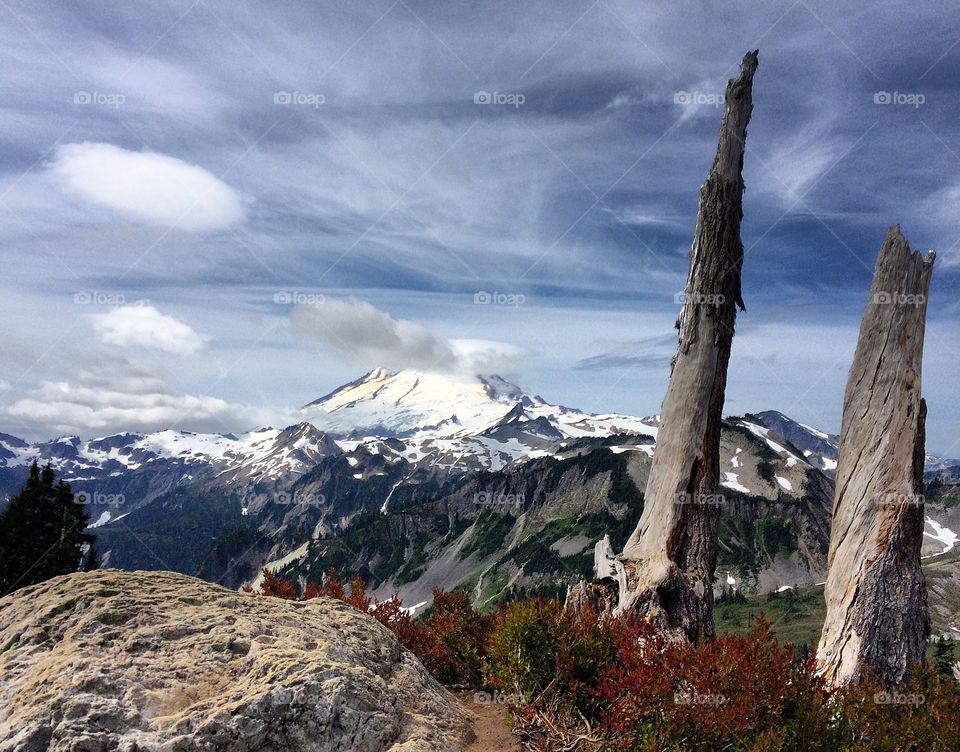 Mountain top views of Mt. Baker in Washington State.