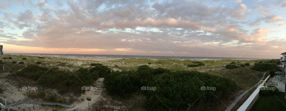 Panoramic Ocean City Beach. Sunset