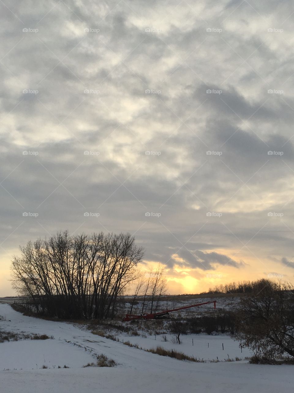 Winter prairie sky