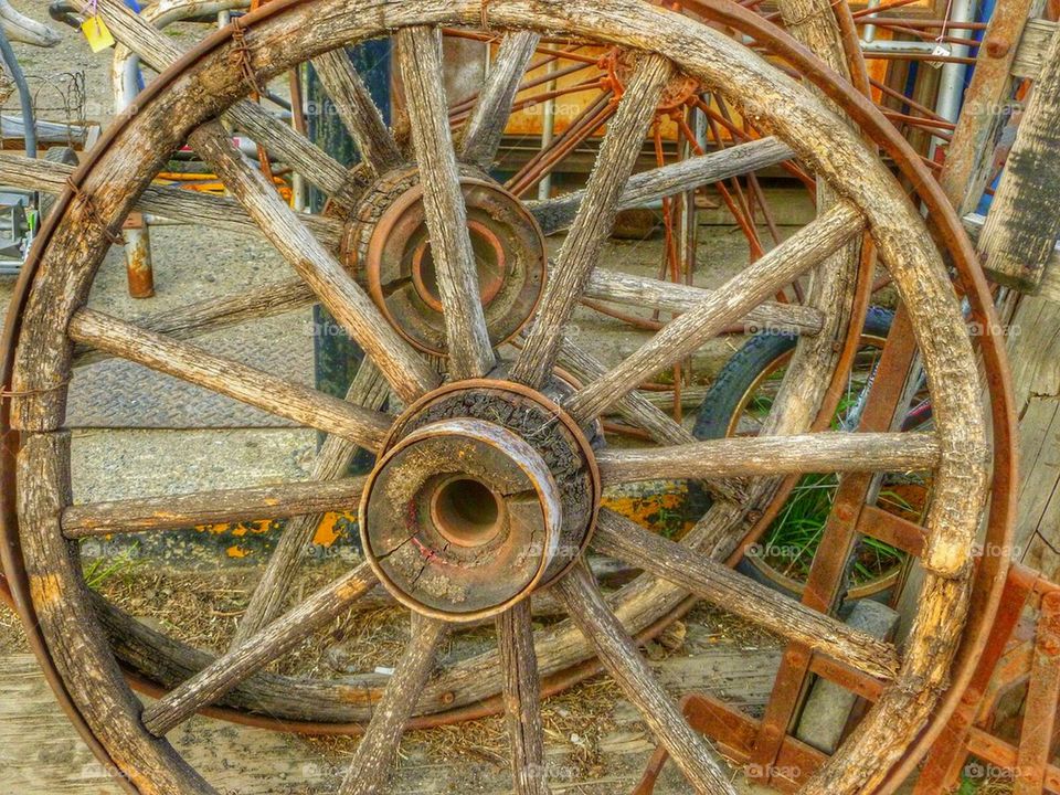 Antique wagon wheels