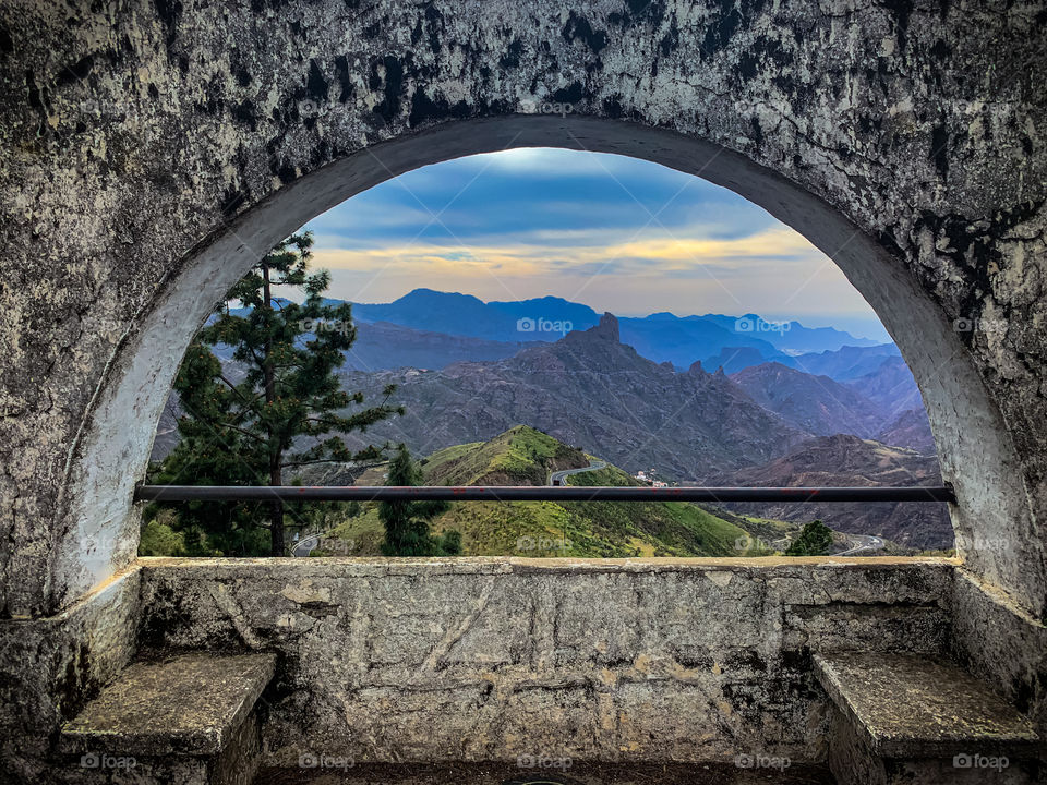 Window view of mountain in nature during day 