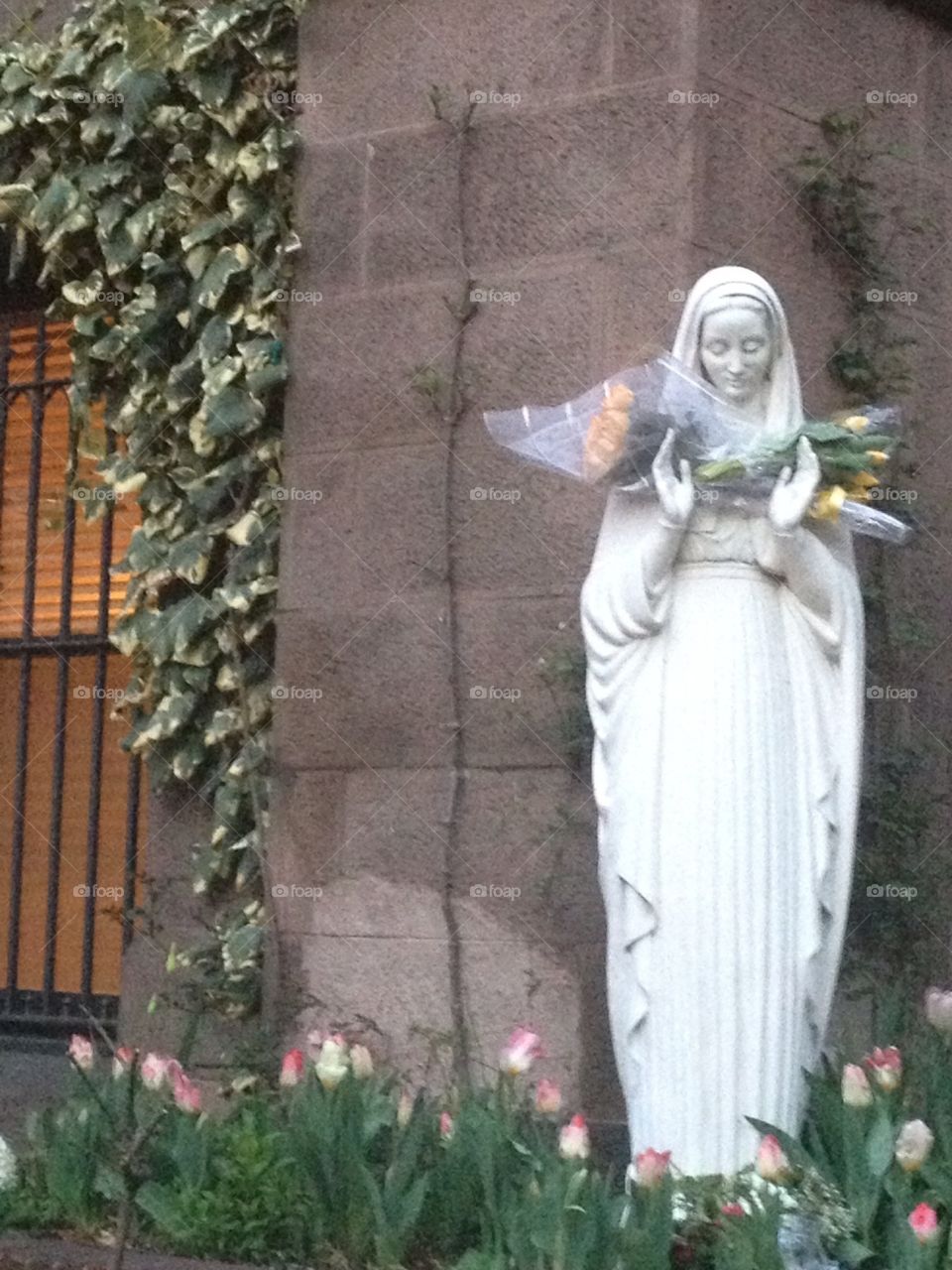 Virgin Mary Statue With Bouquet NYC