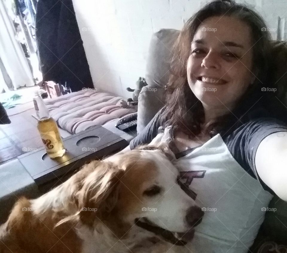 Dog, Woman, Room, Indoors, People