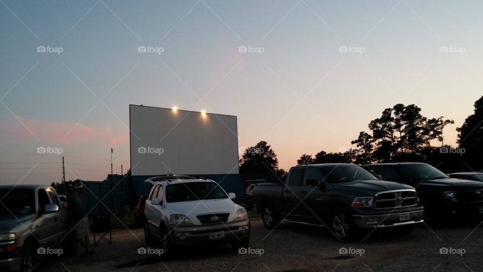 Drive-in Sunset. Waiting for dark at our local drive-in.