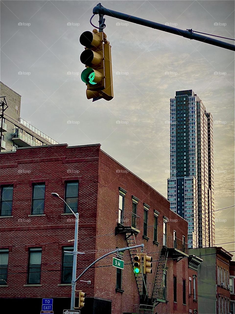 An Urban Image from “Vernon Jackson Ave” at “Borden Ave” near the “Pulaski Bridge” and “Newtown Creek” in LIC, Queens, NY. 2022. Hypnotic Productions