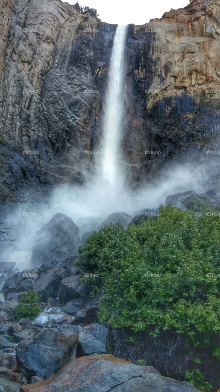 Bridalveil waterfall in Yosemite Valley