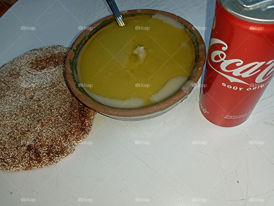 Bean soup and coca cola