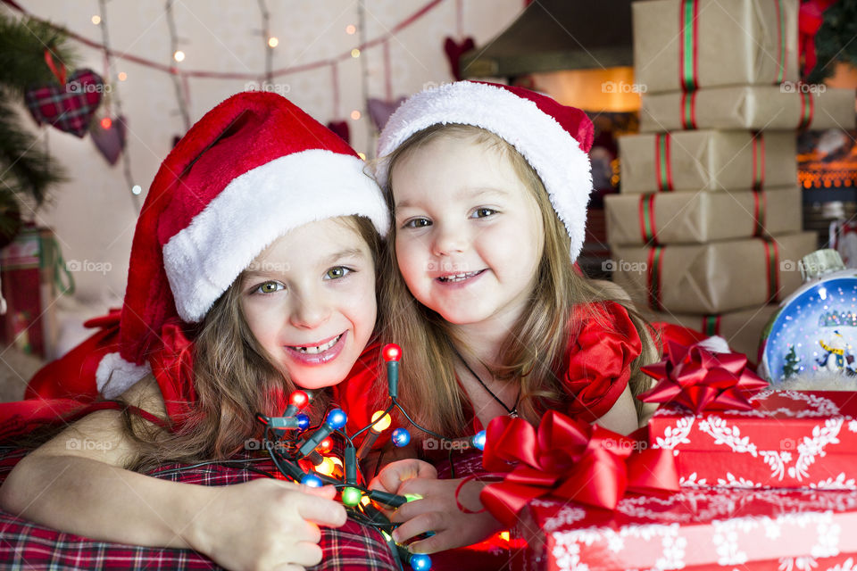 Winter holiday, santa, home, tree, baby, kid, happy, joy, love, merry Christmas, sweet, box, present, smile, child, angel, family