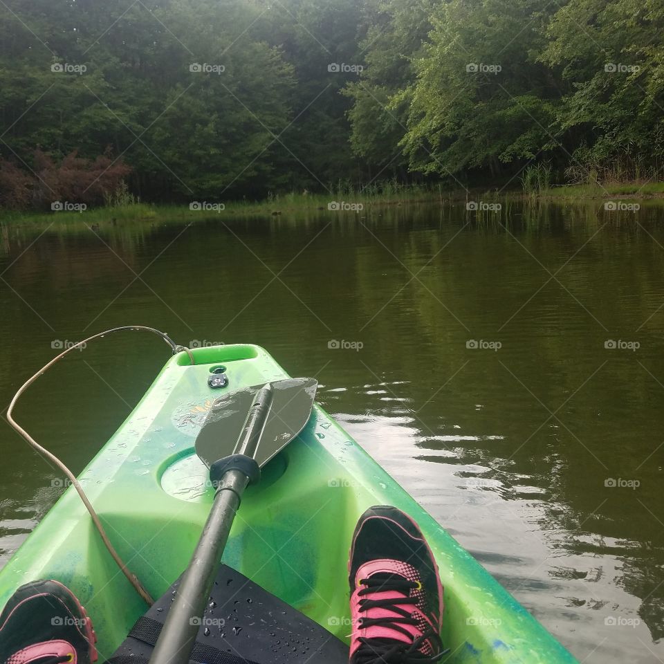 day on the lake in my green kayak