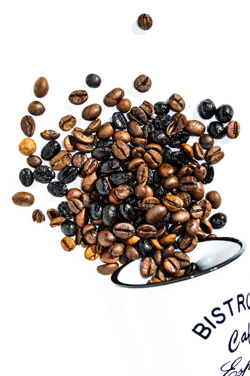 Coffee beans on a white background 