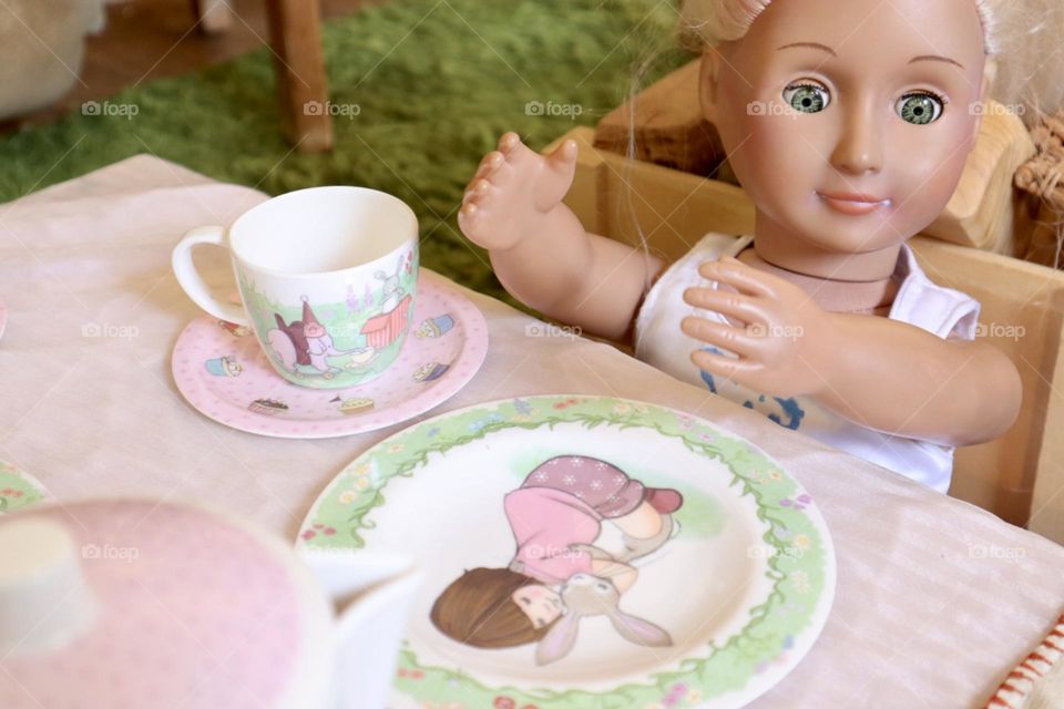 Doll at tea party