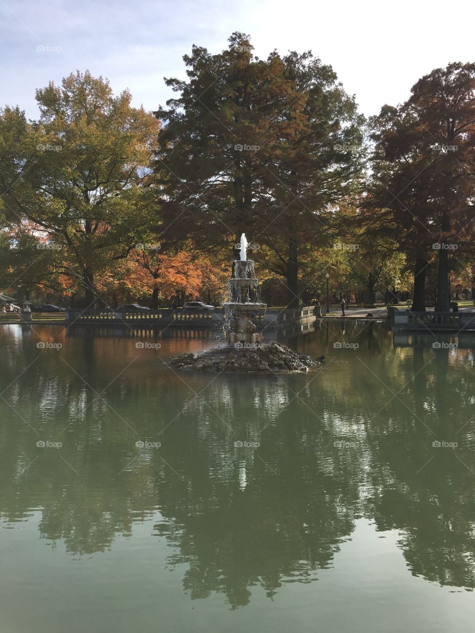 Fountain on lake