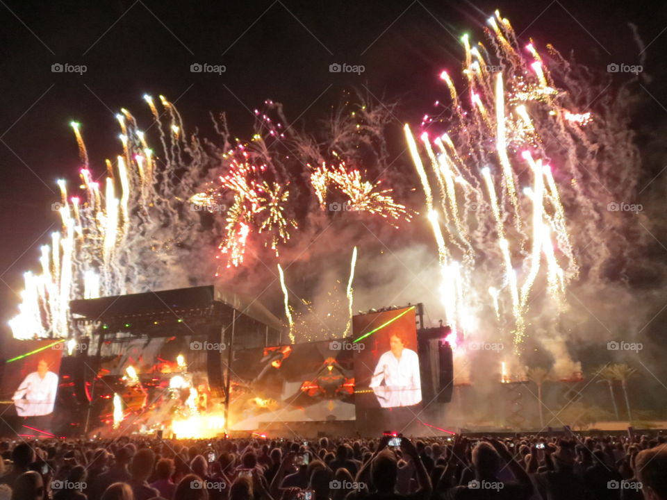 Fireworks at a concert.