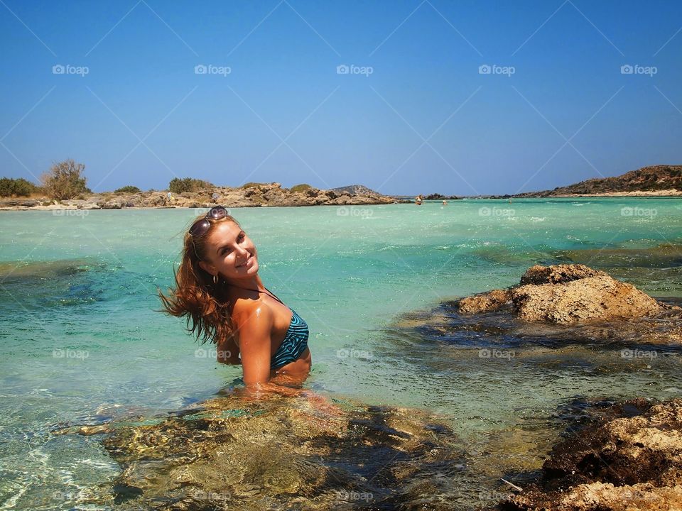 Discovering Crete. Taking bath 