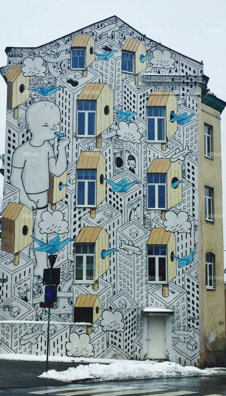 A mural rendition of an apartment.
