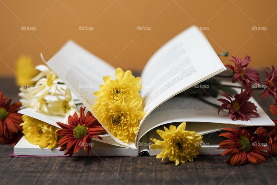 book with flowers