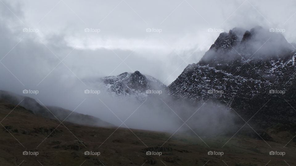 thick fog over mountains