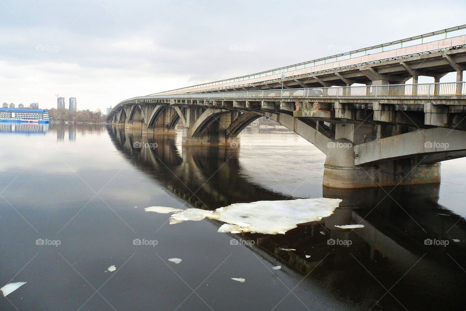 the bridge of the metro across the Dnieper River in the city of Kiev