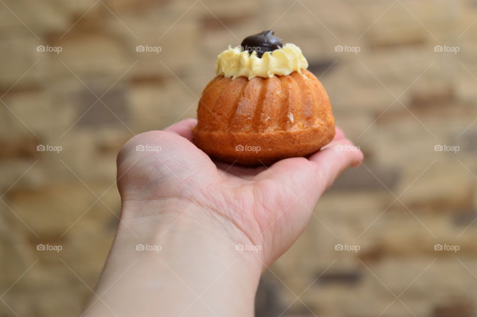 View of cake on hand