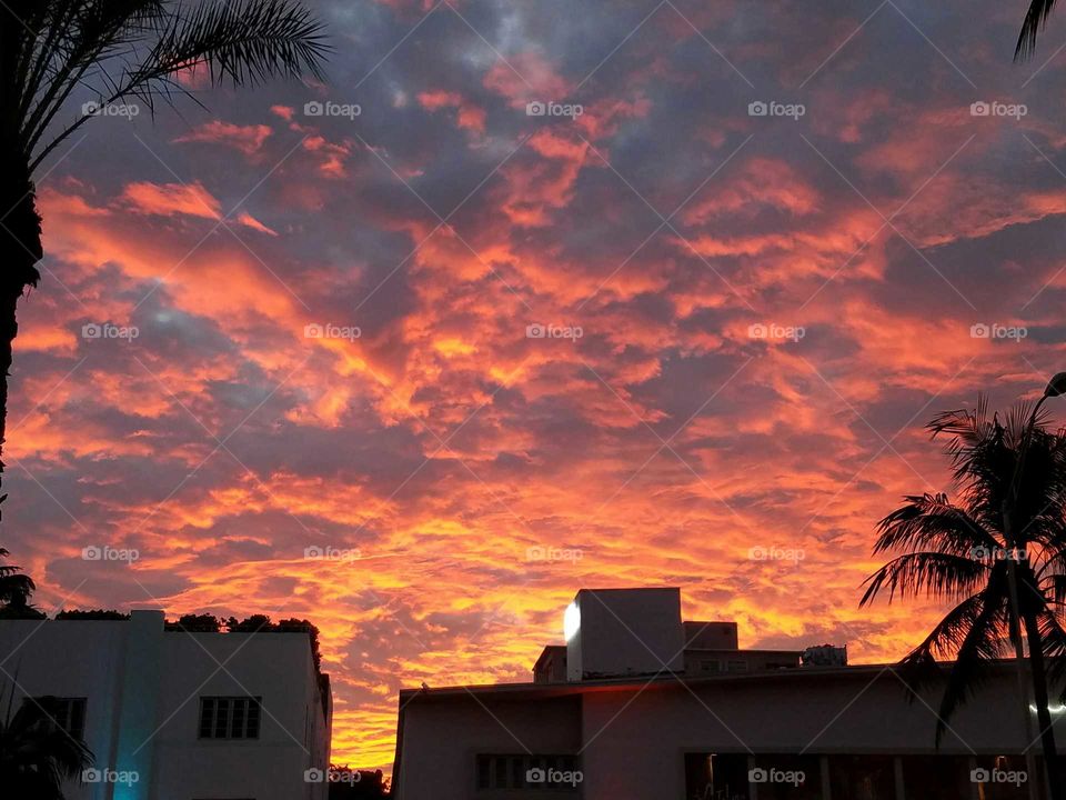 Red Sky Over South Beach