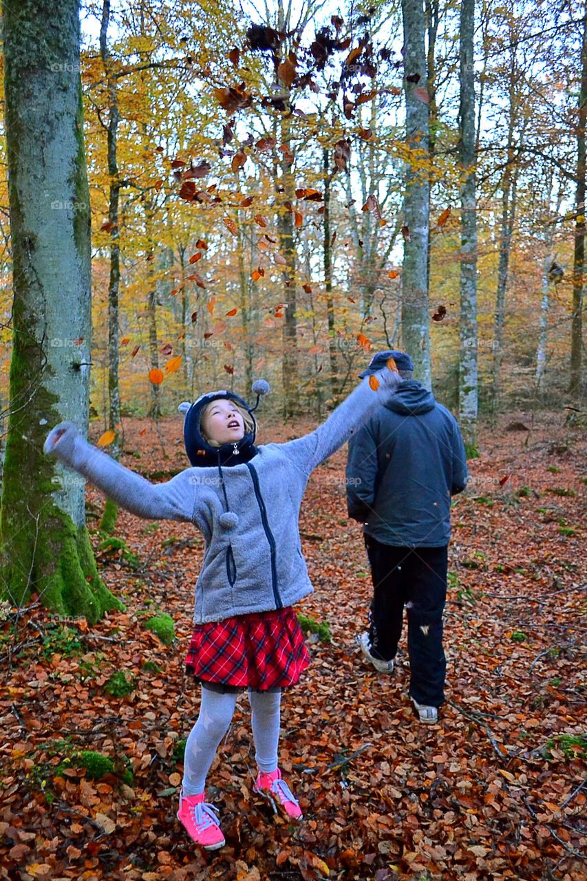 Playing with leaves