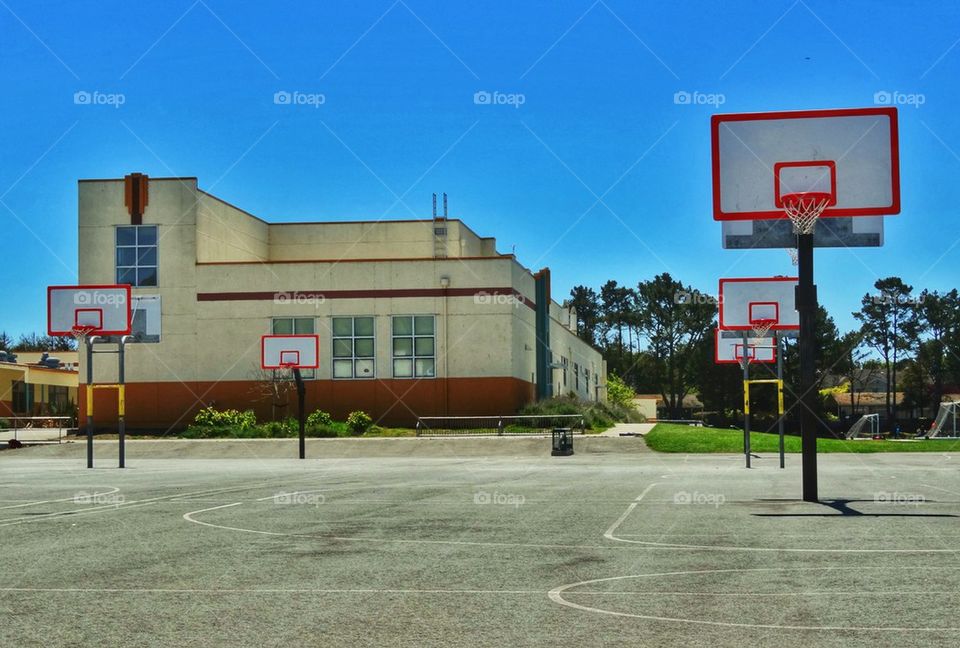 School basketball court