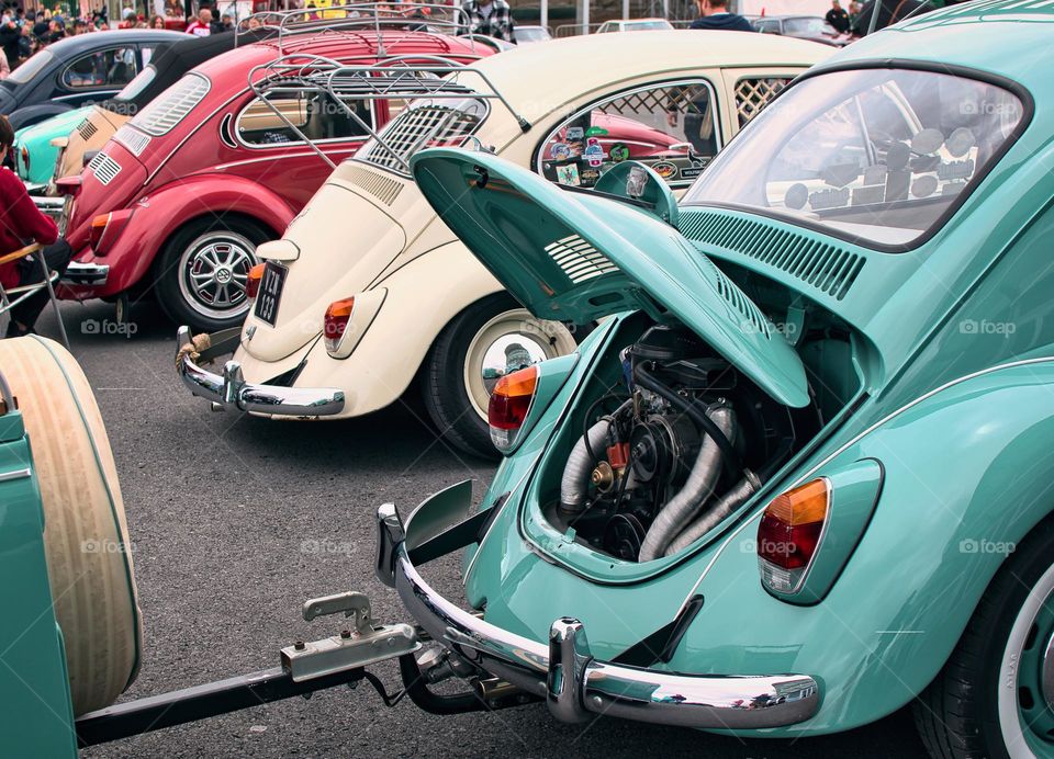 Closeup shot of old timer vintage car volkswagen beetle