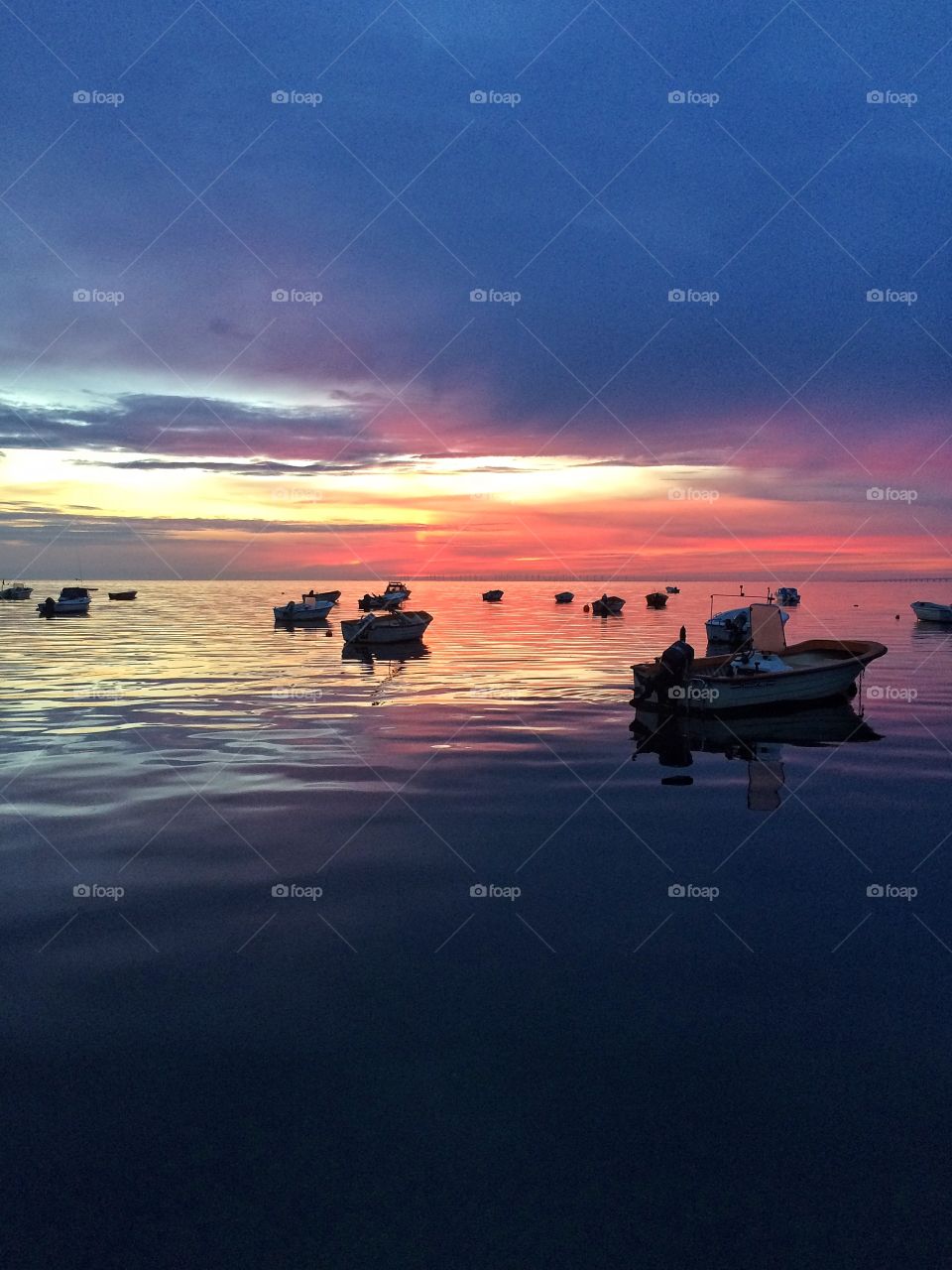 Boats in sunset 