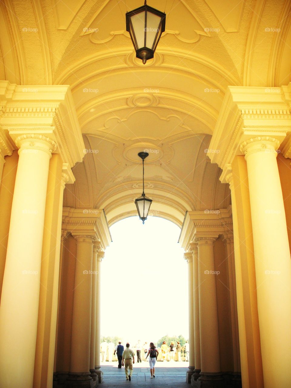 Tunnel made of columns in Saint-Petersburg, Russia