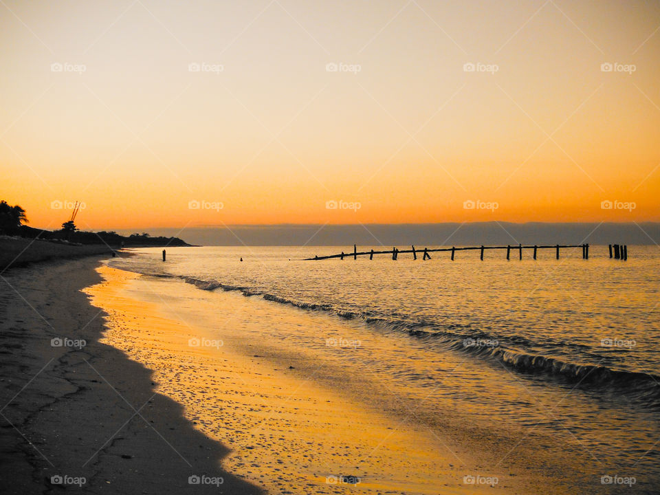 Colorful sunrise on a beach