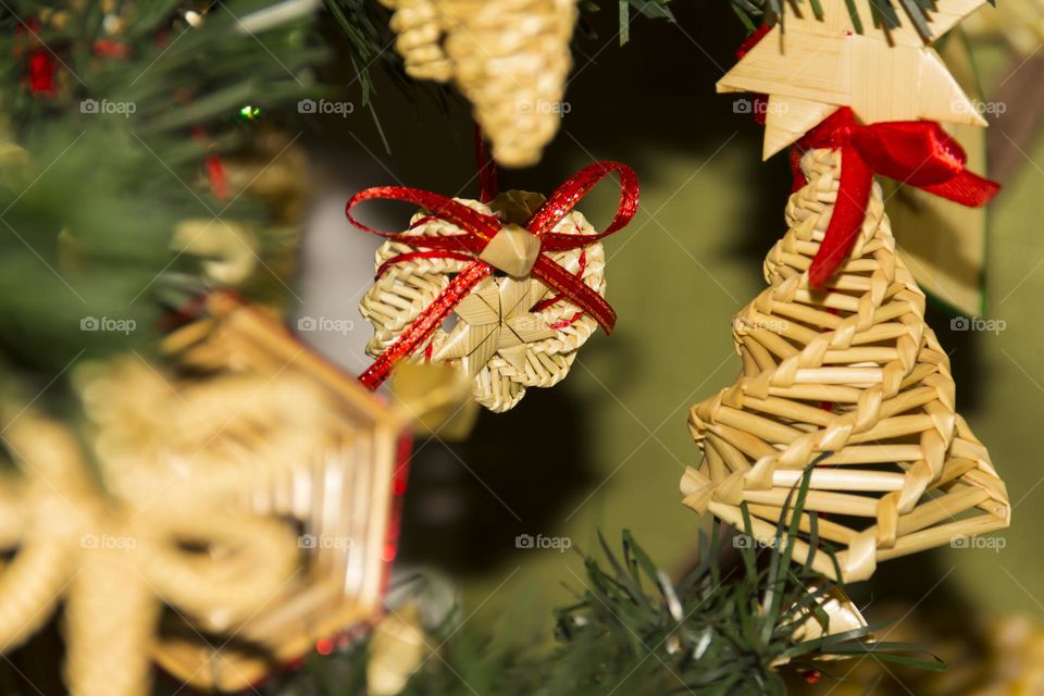 New Year's, straw decoration for the Christmas tree.  Handmade, straw weaving.