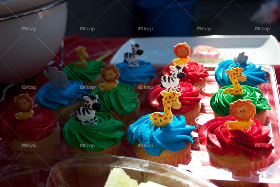 Wild Animal birthday party cupcakes