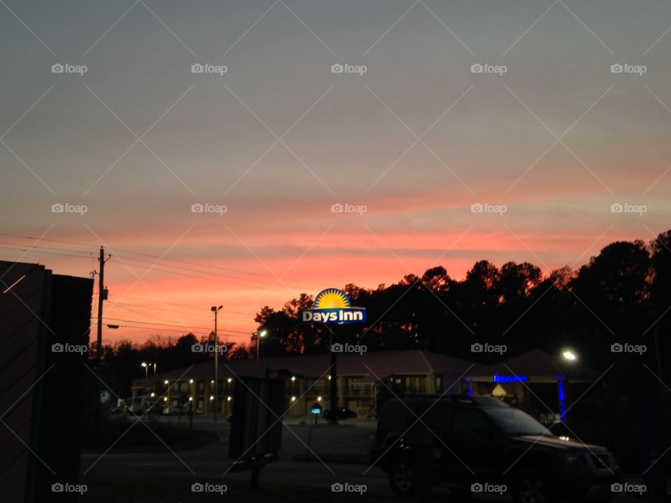 Sunset over Days Inn