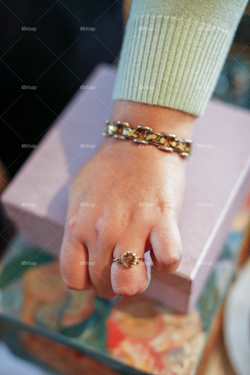 Gold and opal ring and bracelet