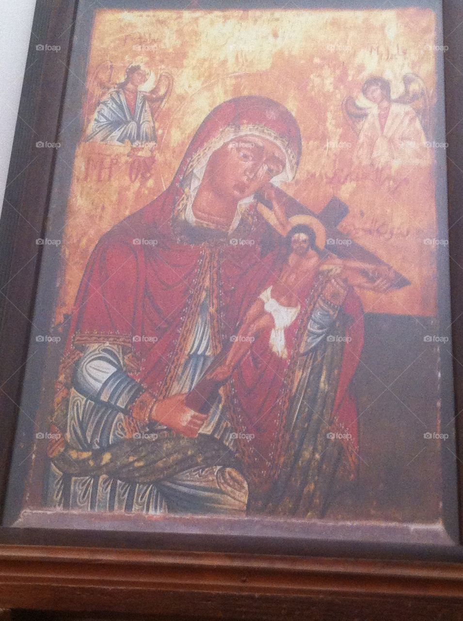 Virgin Mary Holding jesus cross