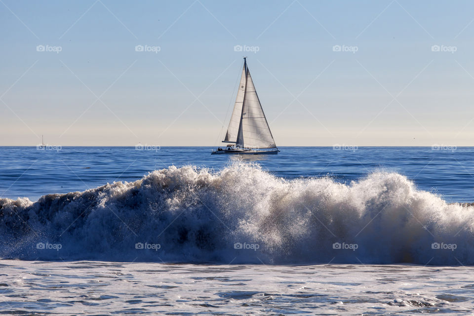 Sail boat in the ocean, summer fun