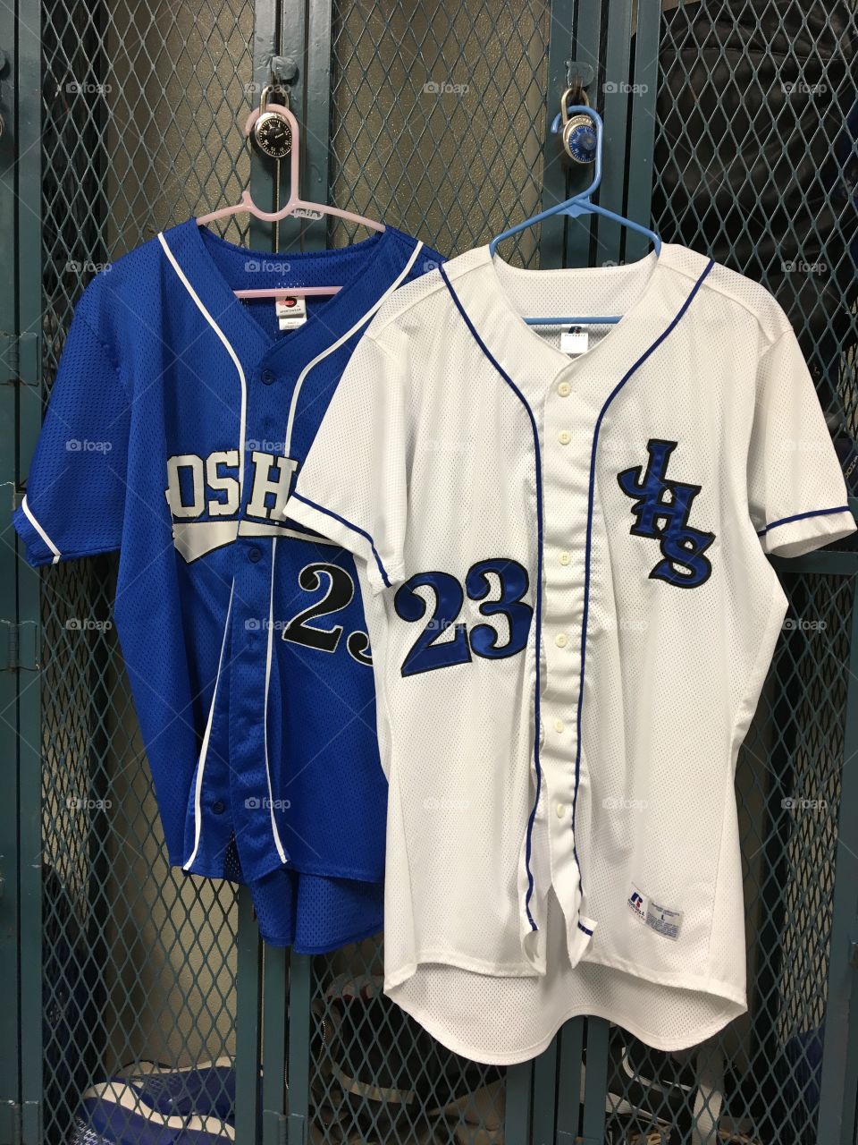 High school baseball jerseys. 