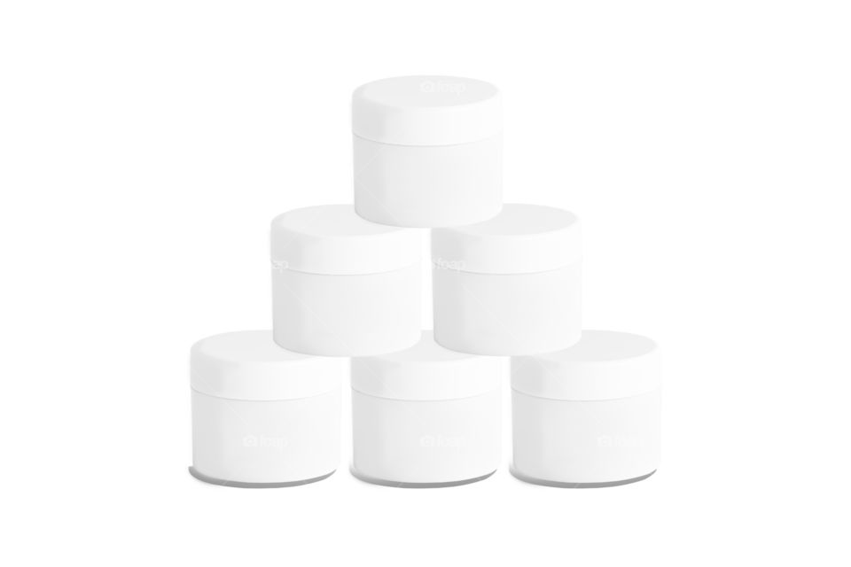 White cosmetic jar on a white background with clipping path.