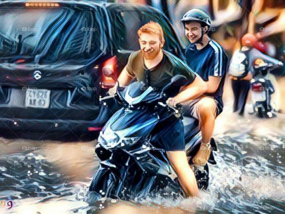 What? Water? This is a minor inconvenience, there ain't sh#t keeping me from where I'm going...dude, hold on tight, brace yourself, and don't piss your pants. Where there's a will, there's a way 😎