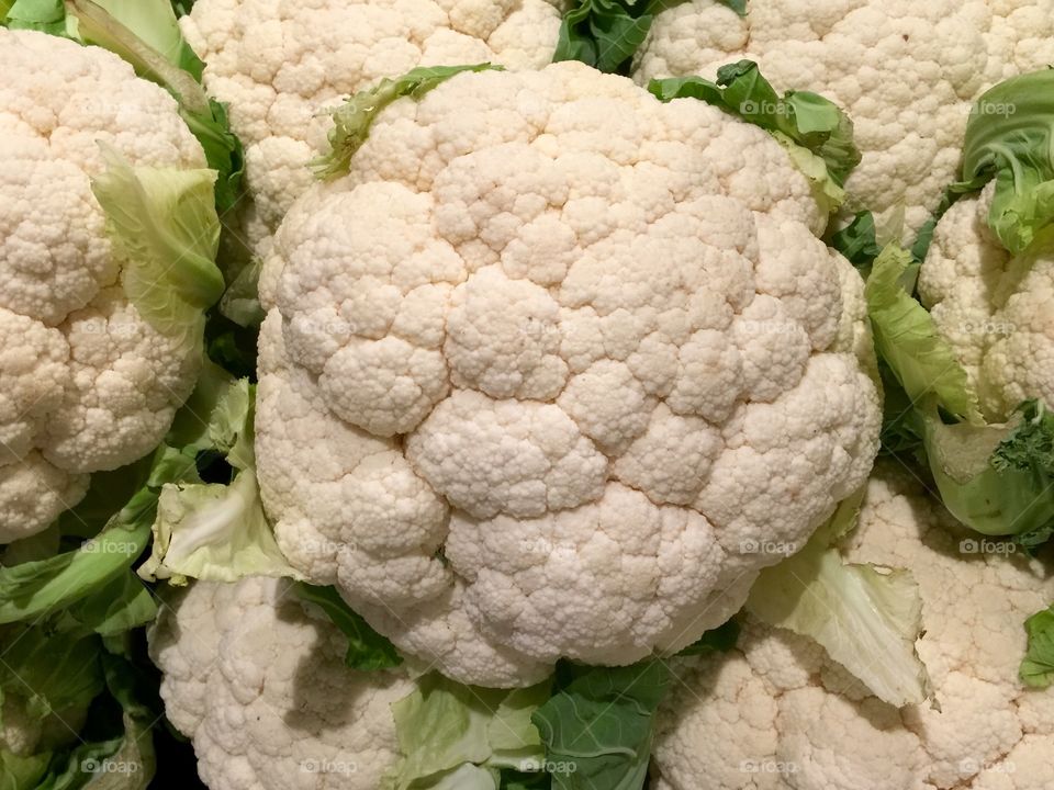 Full frame shot of cauliflowers at market stall