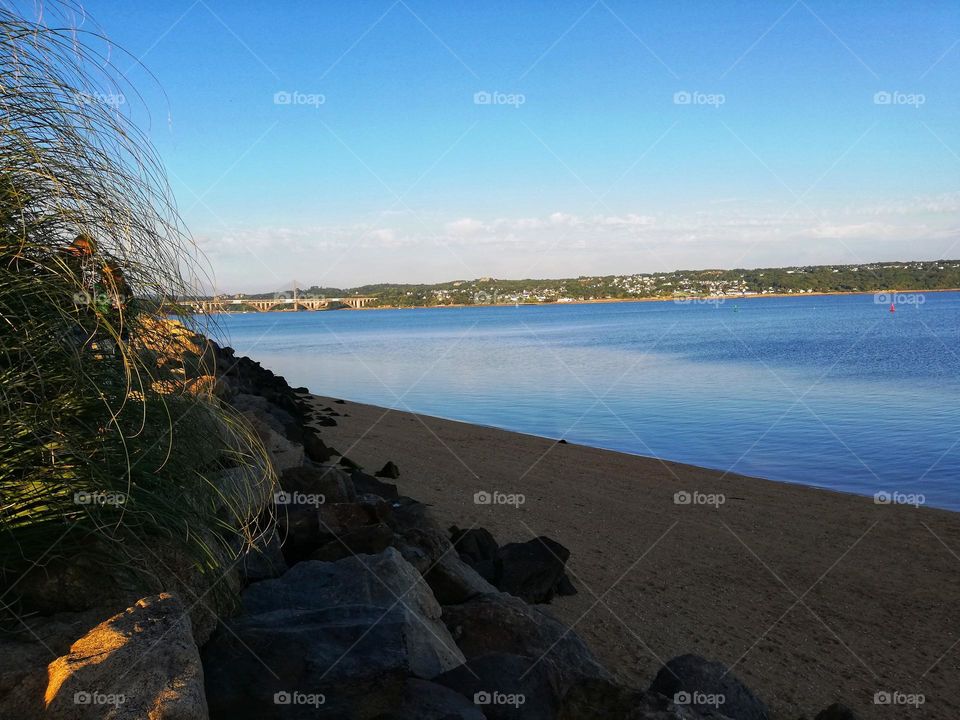 Perfect beach. Sunset in Brest. France.