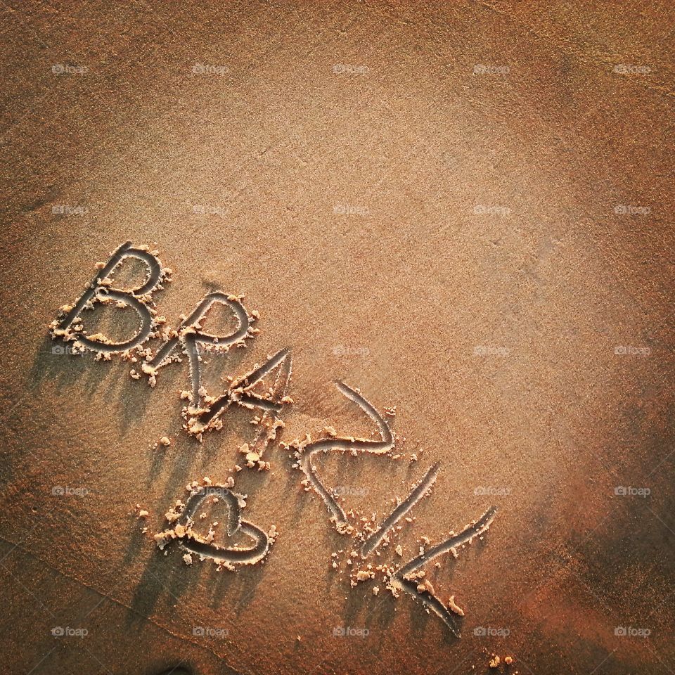 Sand writing 'Brazil'