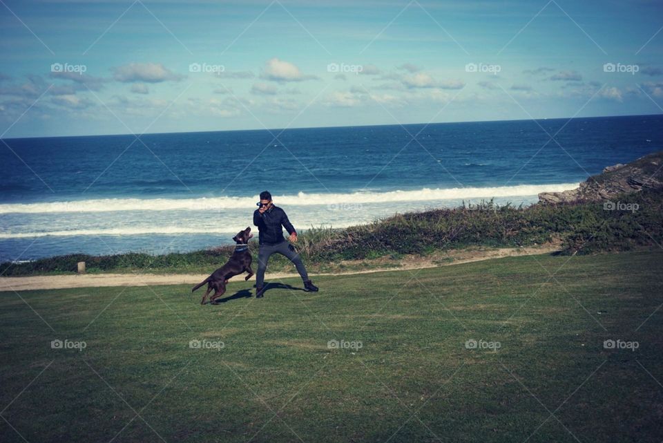 Ocean#view#nature#human#dog