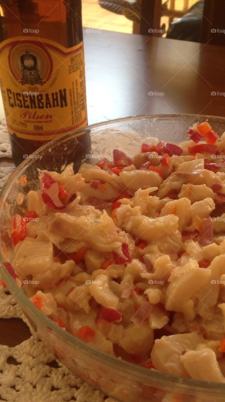 Food ceviche beer 