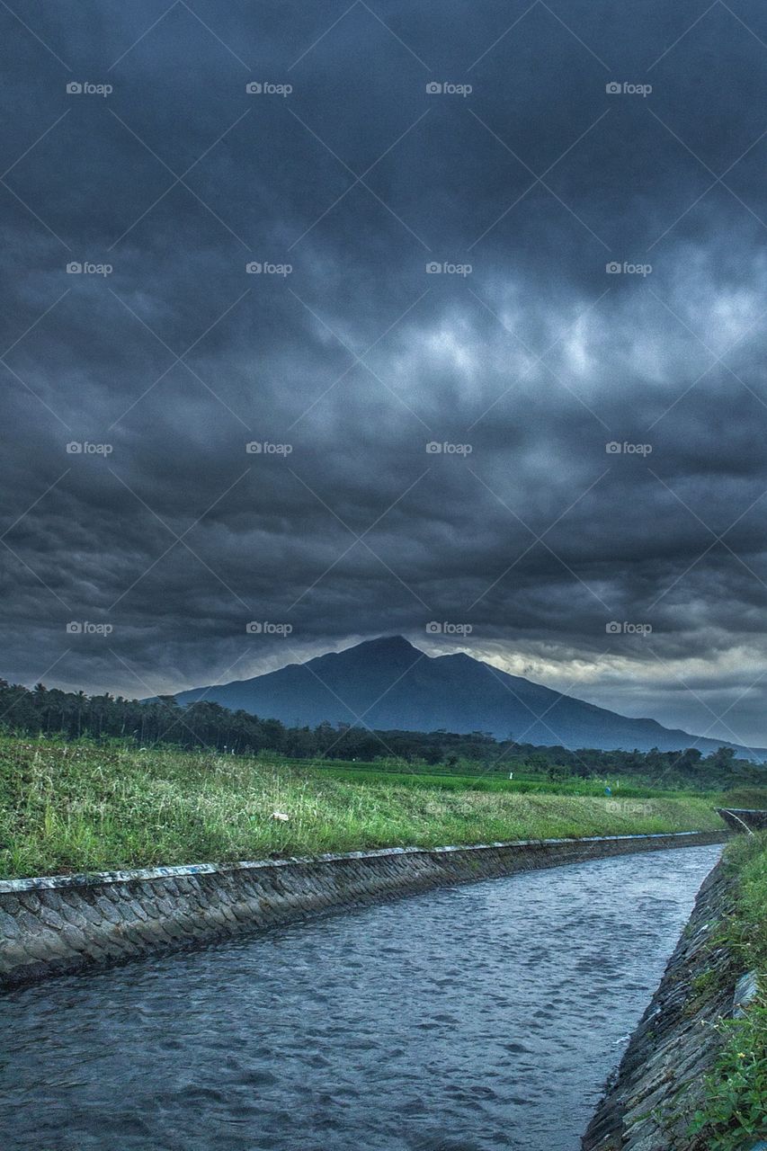 Cloudy morning over Mount Merbabu Indonesia