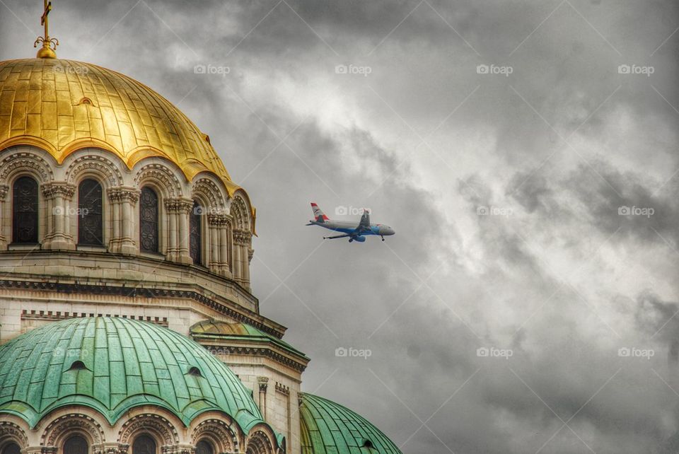 View of airplane near dome