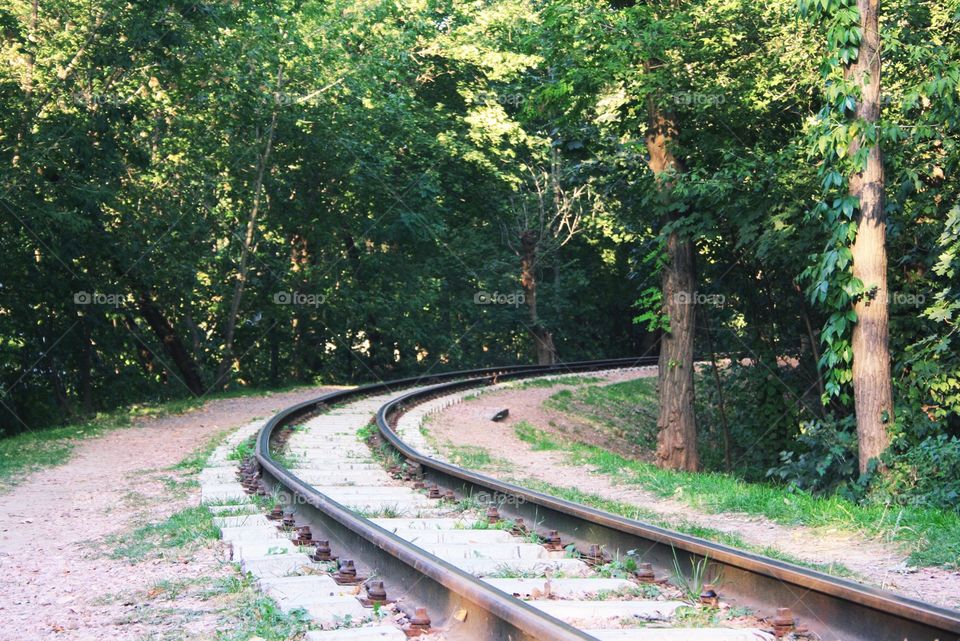 Rails. Railway for children in the park