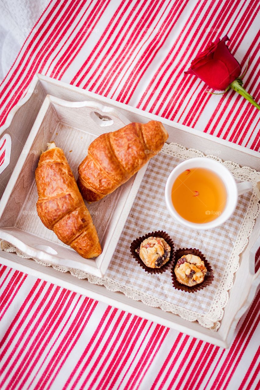 Morning breakfast in bed