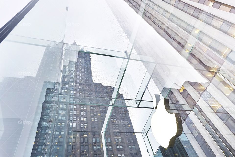 Apple Store New York City. Modern cube entrance
